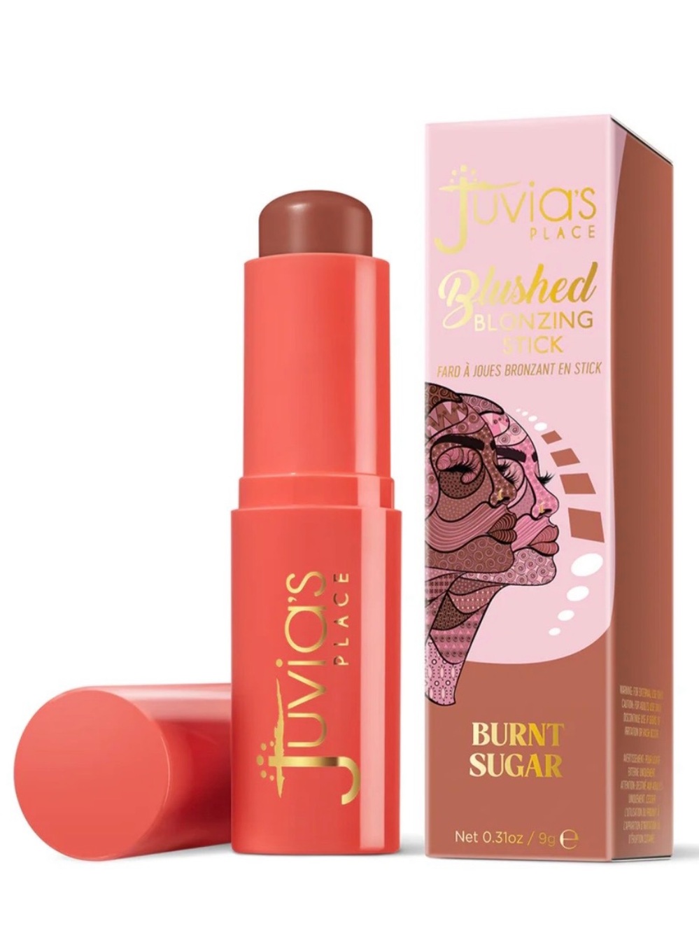 Juvia's Place Blushed Bronzing Stick - Burnt Sugar Coral Tube with Brown Stick